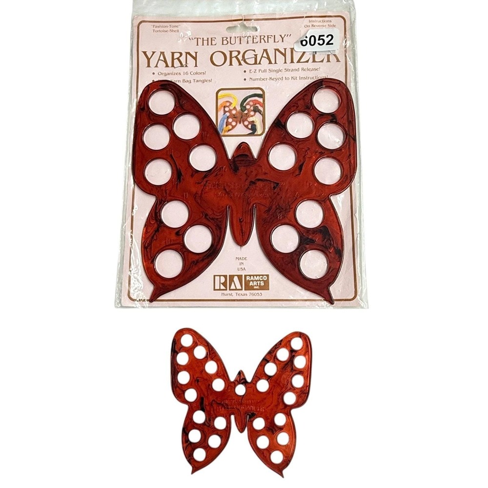 Ramco Arts Butterfly Yarn Floss Organizer Brown Tortoise Set of 2 Small & Large